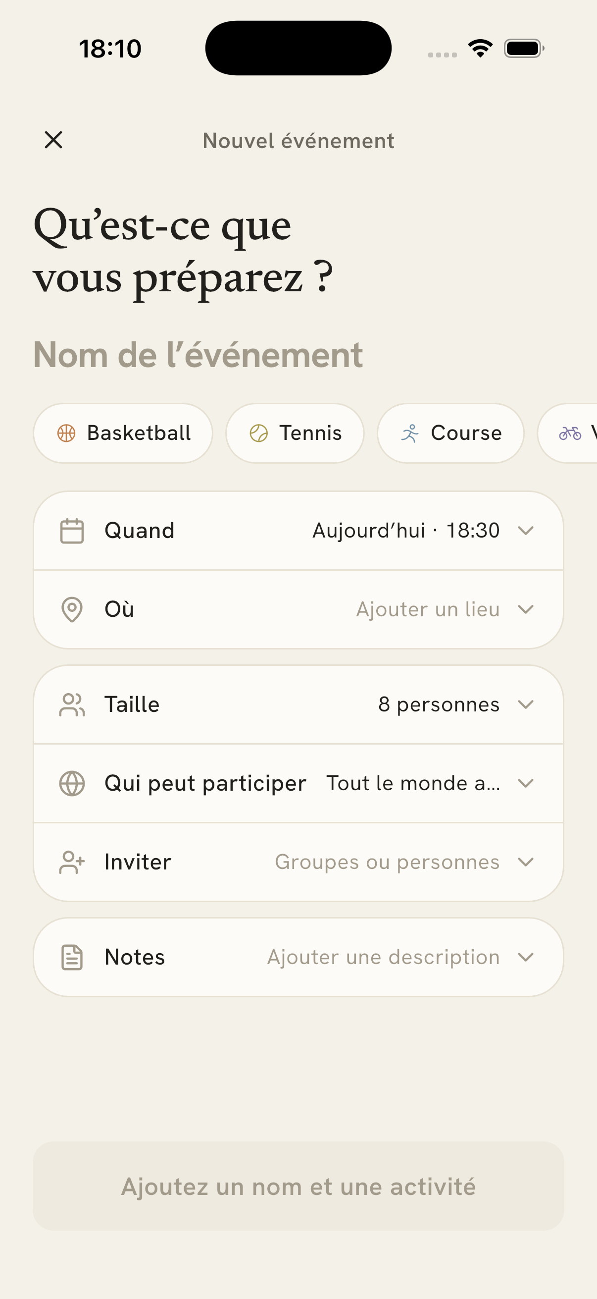 Interval compose event screen